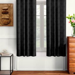 Cortina Black Set of 2 Floral Window Curtains-picture-4