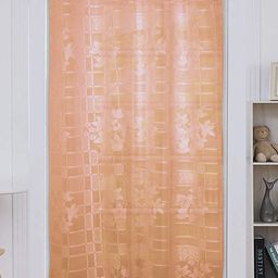 Kuber Industries Brown Floral Sheer Door Curtain-54