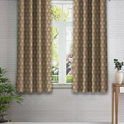 Cortina Brown & Silver-Toned 2 Pieces Ethnic Motifs Printed Window Curtains-image-42