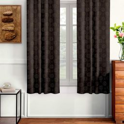 Cortina Brown Set of 2 Geometric Window Curtains-52