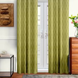 Cortina Green Set of 2 Printed Long Door Curtain-27
