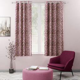 BIANCA Beige & Maroon Set of 2 Floral Window Curtain-74