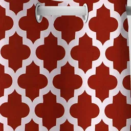 HOMEMONDE Rust & White Set Of 2 Geometric Printed Window Curtain image 4