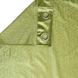 Cortina Set of 2 Green Embossed Floral Print Polyester Window Curtains image 2
