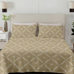Ariana Beige & White Ethnic Motifs 210 TC King Bedsheet with 2 Pillow Covers-image-74
