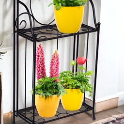 ecofynd Black Metal Tiny Planter Stand-54