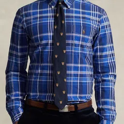 Polo Ralph Lauren Men Button-Down Collar Tartan Checked Cotton Formal Shirt-image-7