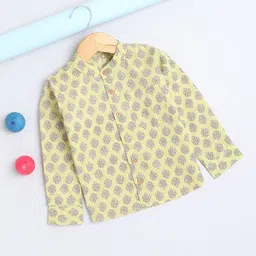 The Magic Wand Boys Ethnic Motifs Printed Band Collar Pure Cotton Casual Shirt-image-54