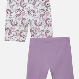 mackly Girls Pack Of 2 Printed Mid-Rise Shorts-image-93