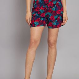 NoBarr Women Floral Printed Mid-Rise Shorts-image-49