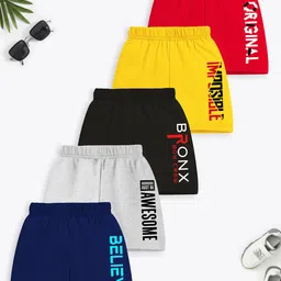 YK X Trampoline Kids Pack of 5 Graphic Printed Cotton Shorts-12