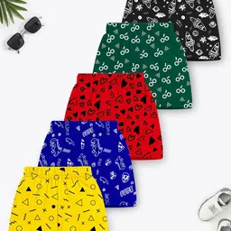 YK X Trampoline Kids Pack of 5 Graphic Printed Cotton Mid-Rise Shorts-image-79