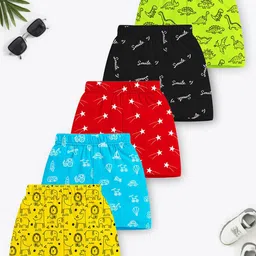 YK X Trampoline Kids Pack of 5 Graphic Printed Cotton Mid-Rise Shorts-picture-20