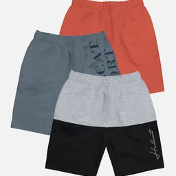 HELLCAT Boys Pack Of 3 Mid-Rise Typography Printed Cotton Shorts-46