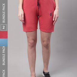 VIMAL JONNEY Women Pack Of 2 Mid Rise Cotton Sports Shorts-image-83