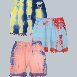 KiddoPanti Girls Pack of 3 Dyed Shorts-image-12