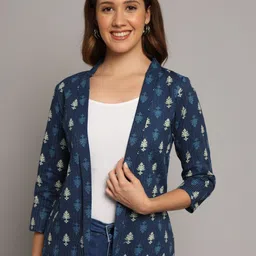 DECKEDUP Printed Open Front Cotton Shrug-49