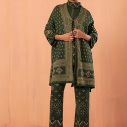 INDYA Self Design Knitted Button Shrug image 2
