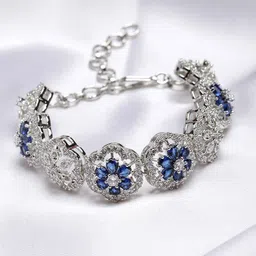 KARATCART Cubic Zirconia Silver-Plated Wraparound Bracelet-13
