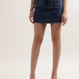 ELLE Women Straight Mini Denim Skirt-picture-32
