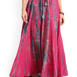 Varanga Pink Tie & Dye Pure Cotton Flared Skirt-image-85
