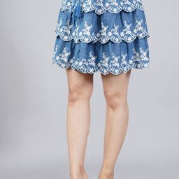 SUMAVI-FASHION Women Blue Embroidered Mini Divided Skirts-image-56