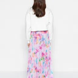 Trendyol Abstract Printed Accordion Pleated Flared Maxi Skirt image 4