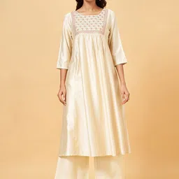 RANGMANCH BY PANTALOONS Ethnic Motifs Embroidered Mirror Work A-Line Empire Kurta-picture-14