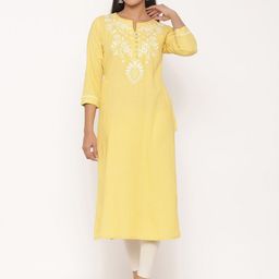 SUTI Ethnic Motifs Yoke Design Thread Work Straight Kurta-image-61
