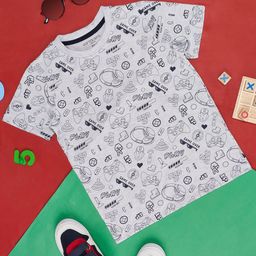 Pantaloons Junior Boys Conversational Printed Round Neck Regular Fit Cotton T-Shirt-image-27