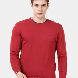 t-base Men Red Solid Round Neck Pullover Sweater-image-57