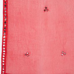 Clora Creation Red & Silver-Toned Embroidered Mirror Work Dupatta image 4
