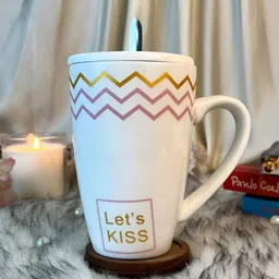 Giftii White & Purple Printed Ceramic Glossy Mugs 350 ML-50