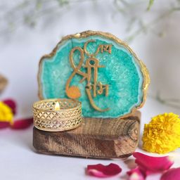 HOMEARTE Green & Gold-Toned Stoneware Candle Holder-image-30