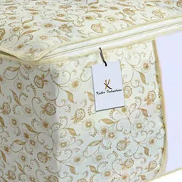 Kuber Industries Set Of 6 White & Brown Metallic Printed Underbed Storage Bags With Transparent Window image 4