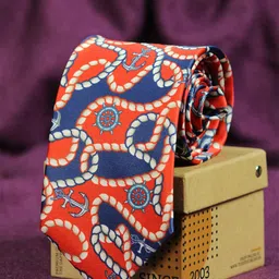 Tossido Men Red & Blue Printed Broad Tie-picture-3