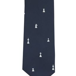The Tie Hub Navy Blue & White Woven Design Broad Tie-image-57