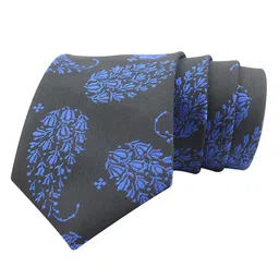 KOVOVE Unisex Blue & Black Woven Design Broad Tie-image-44