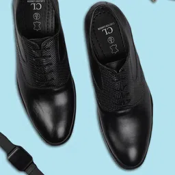 Carlton London Men Textured Lace-Ups Leather Formal Derbys-image-78
