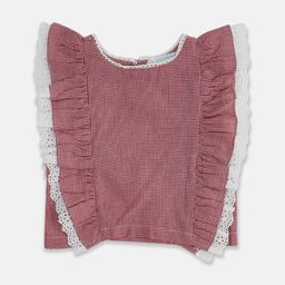 AKKRITI BY PANTALOONS Checked Ruffles Cotton Top-image-62