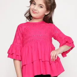 BAESD Ethnic Motifs Embroidered Sequinned Peplum Top-image-52