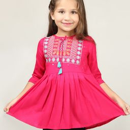 BAESD Girls Floral Embroidered A-Line Kurtis-image-73