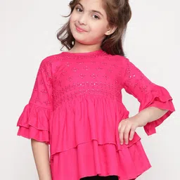 BAESD Sequin Embroidered Bell Sleeves Peplum Top-image-58