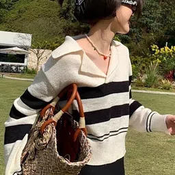 StyleCast Girls Striped Lapel Collar Pullover Sweater-image-35
