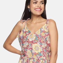 DIVINATION Women Pink & Off White Floral Print Top-image-66