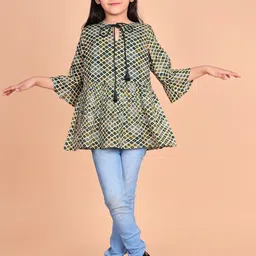 BAESD Girls Floral Printed Ruffled Tie Up Ruffled A-Line Top-image-41