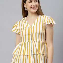 FLAMBOYANT Yellow Striped Tiered Top-image-13