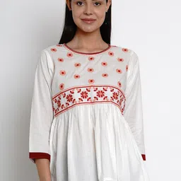 Bhama Couture Off White Floral Embroidered Top-image-32