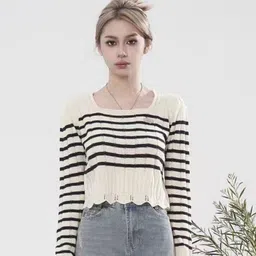 StyleCast Girls White Striped Round Neck Regular Top-13