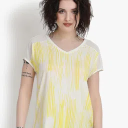 putsum Abstract Printed Extended Sleeves Top-picture-1